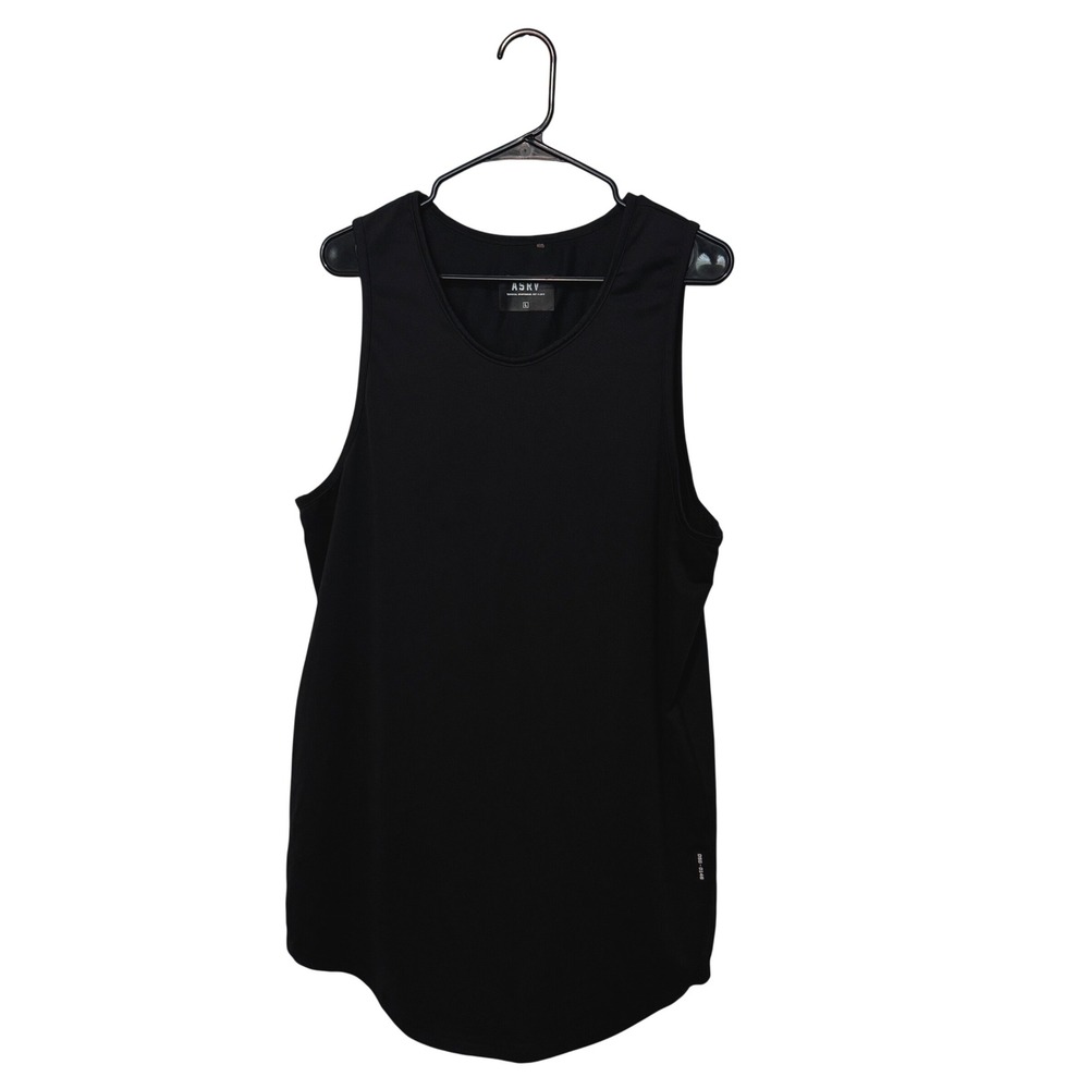 ASRV Tank Top Mens Large Black Silver-Lite Tech Training Workout Gym DSG-0146